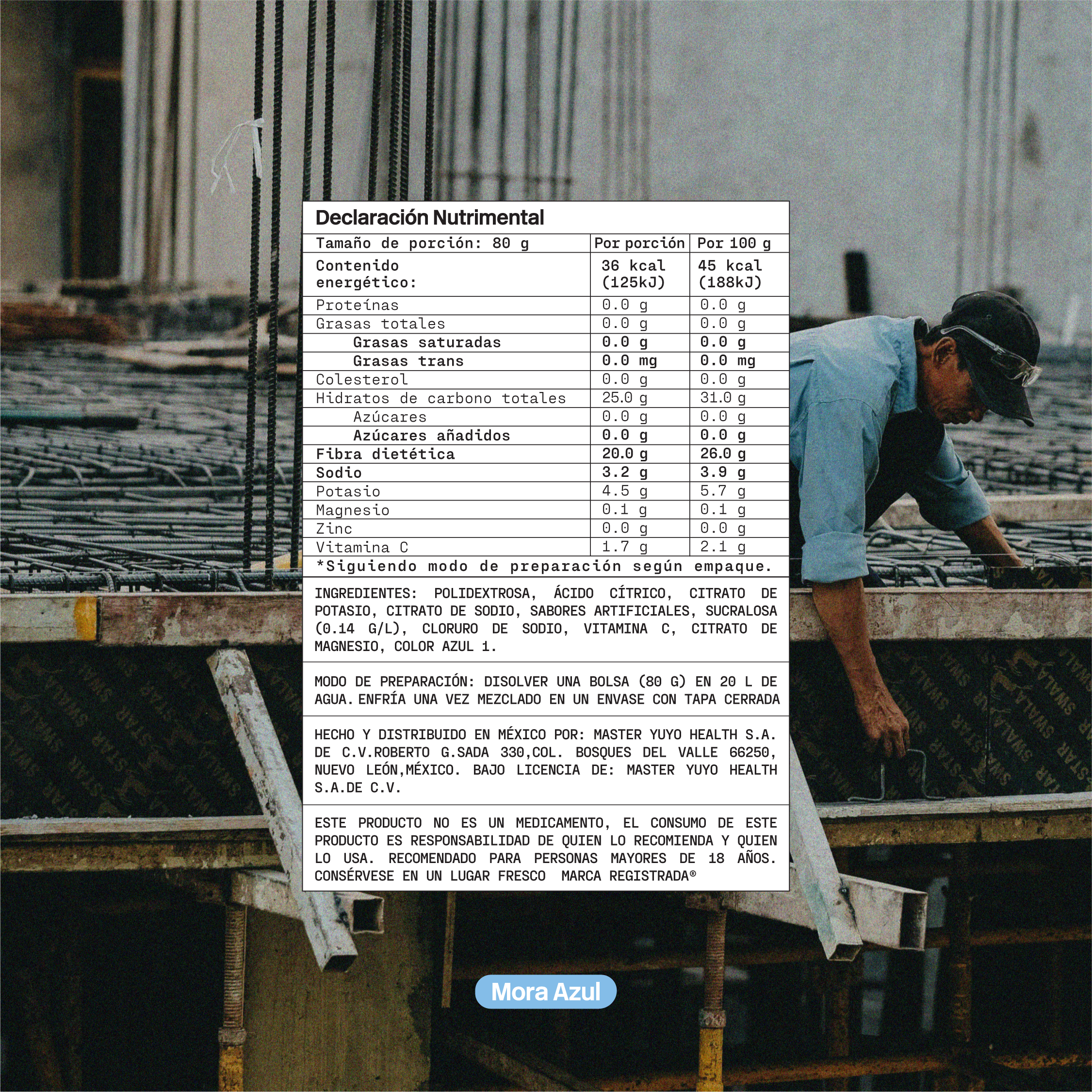 Mix de Electrolitos Industrial [20 Pack] Mora Azul