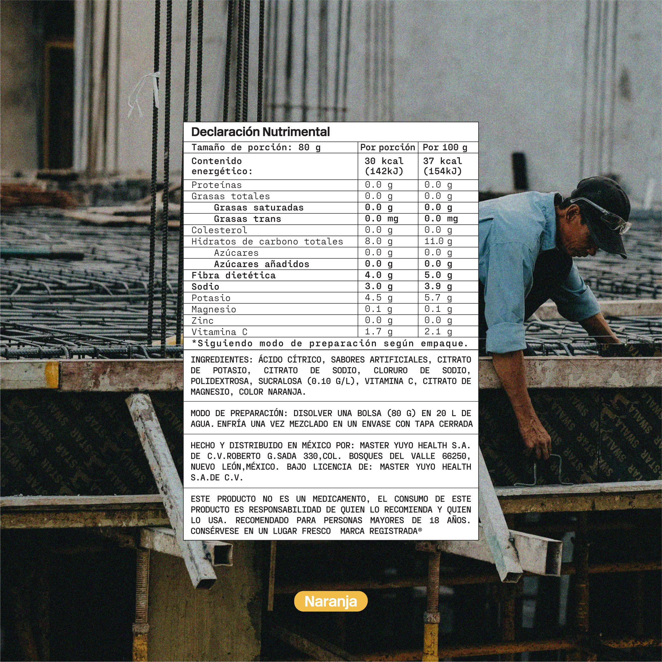 Mix de Electrolitos Industrial [20 Pack] Naranja